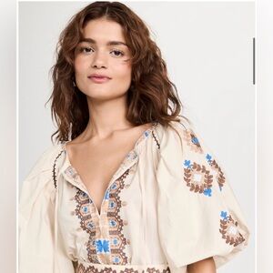 Figue Harlow Embroidered Tassel Blouse - Small